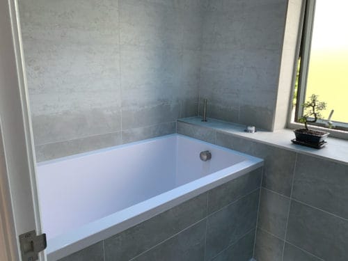 The Calyx deep soaking tub, installed in the bathroom in Huntingdon